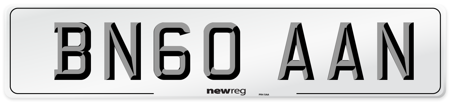 BN60 AAN Number Plate from New Reg